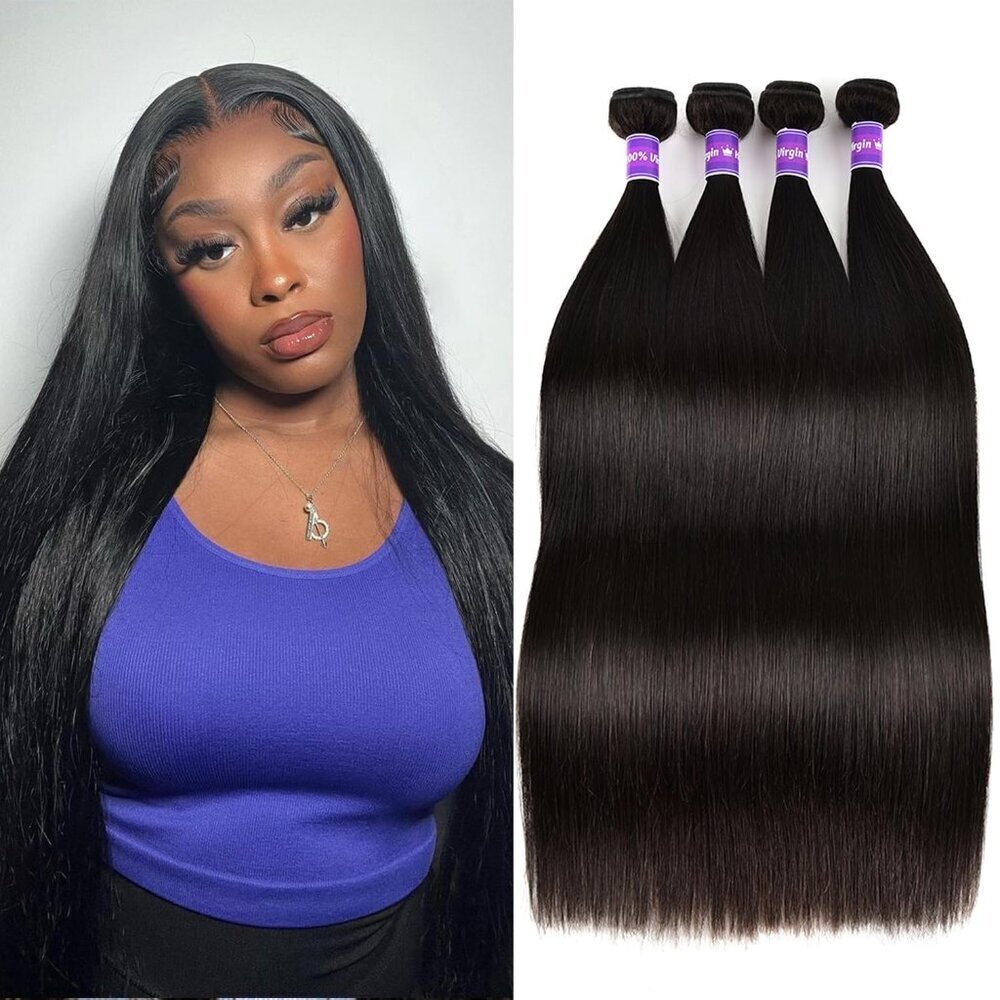 Human Hair Bundles Straight Brazilian 18-24 Inch 4 Pack Virgin Remy